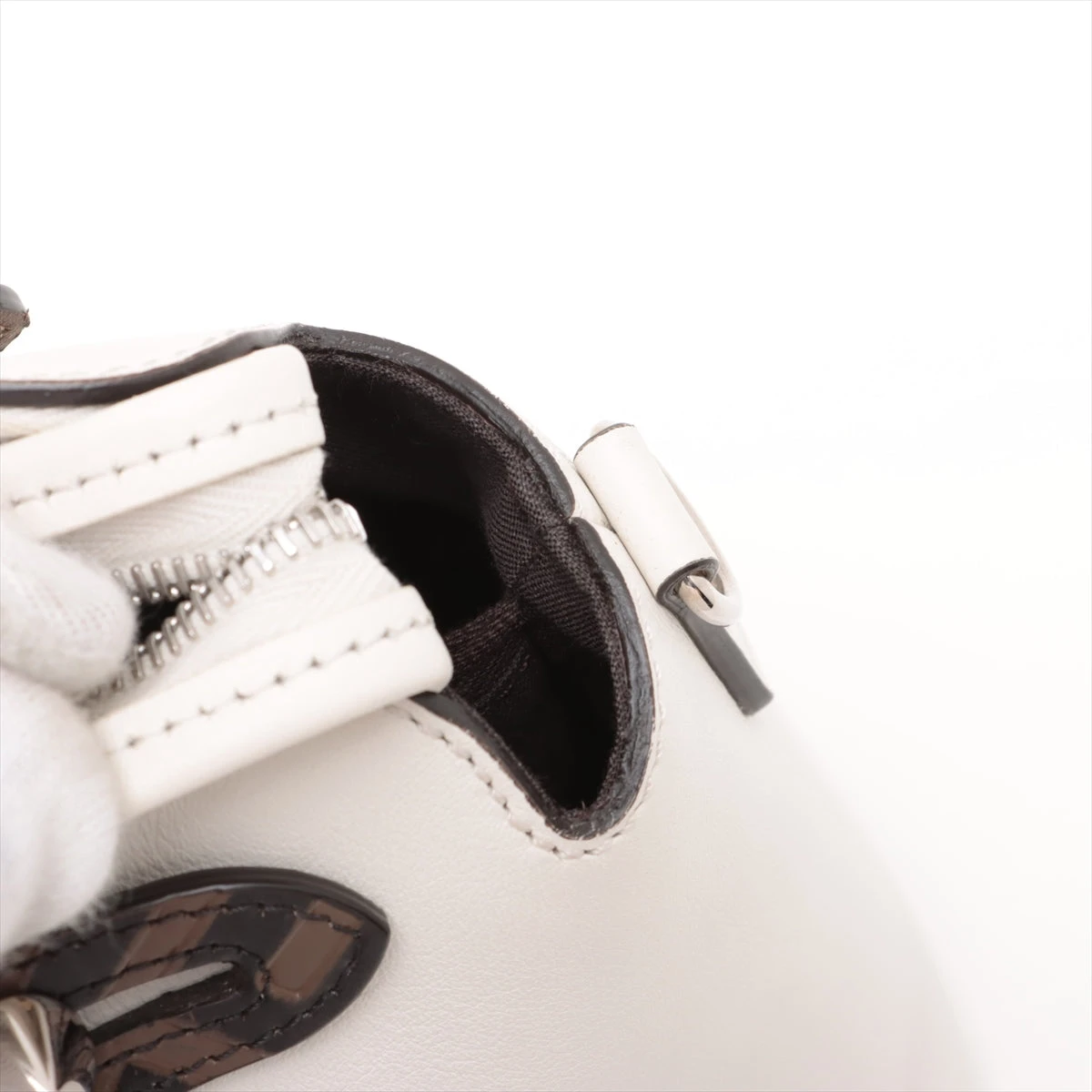 【美品】フェンディ ボルサマジック ハンドバッグ レザー キャンバス ホワイト FENDI フェンディ ファーストスモール ショルダーバッグ レザー