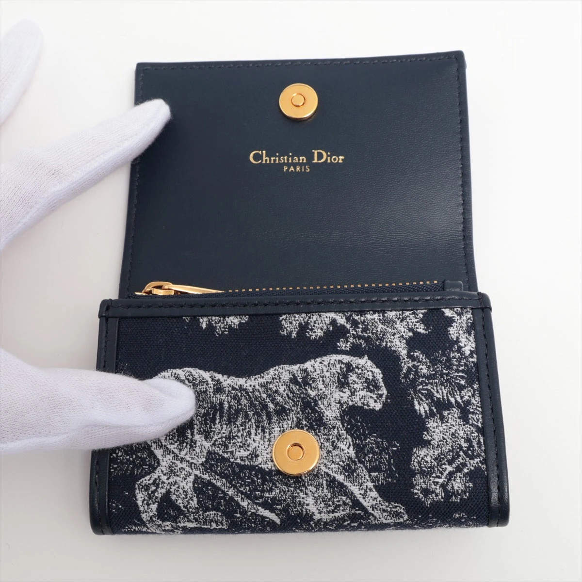 Dior モノグラム レザーコインケース ネイビー