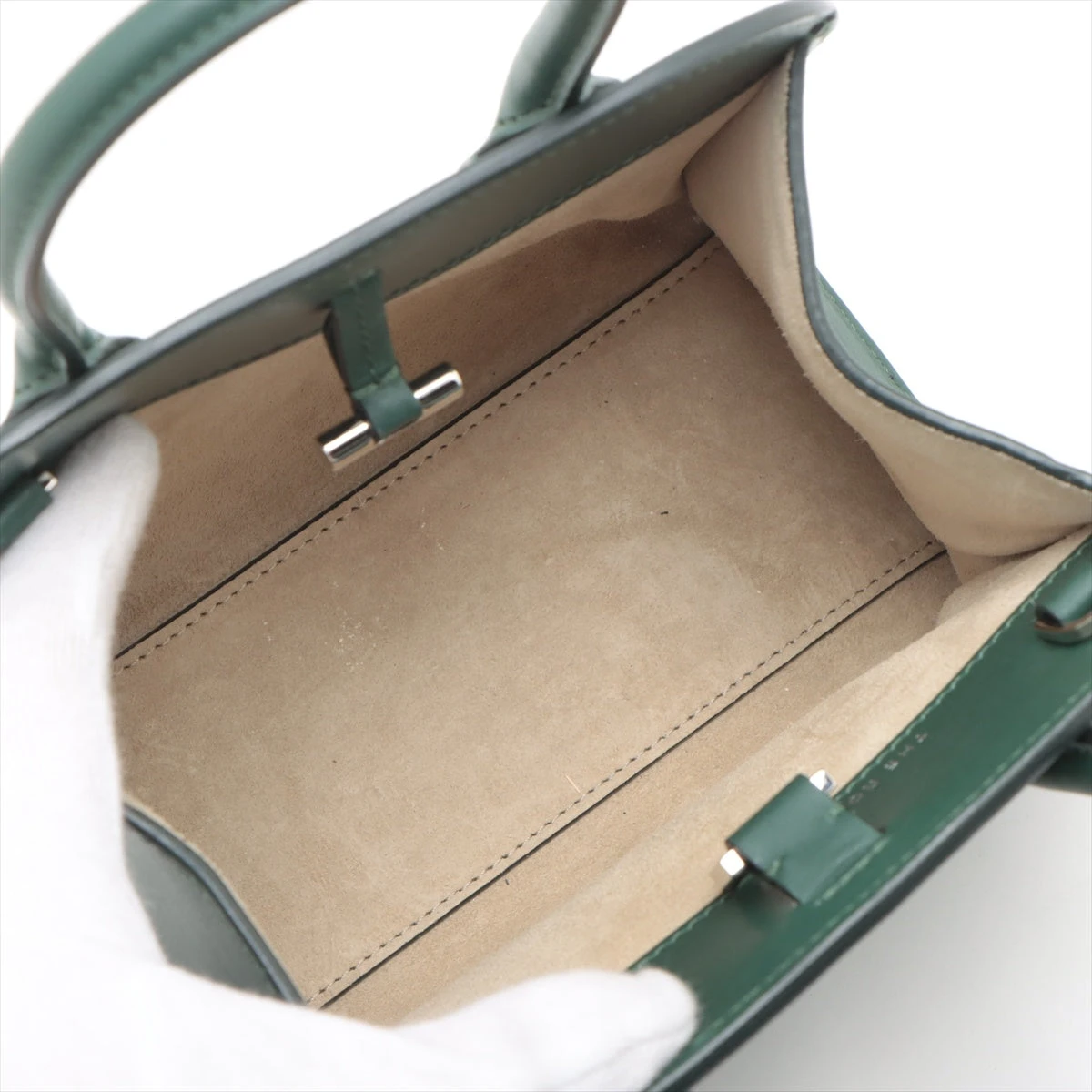 ザロウ マルゴー7.5 レザー 2WAYハンドバッグ グリーン A3365351｜中古