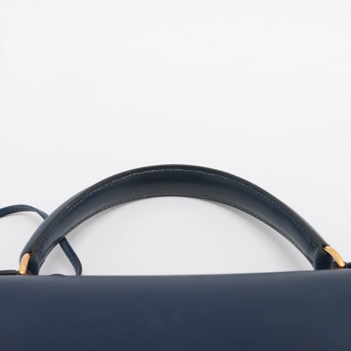 エルメス ケリー28 ボックスカーフ ブルーサフィール ゴールド金具 □B 