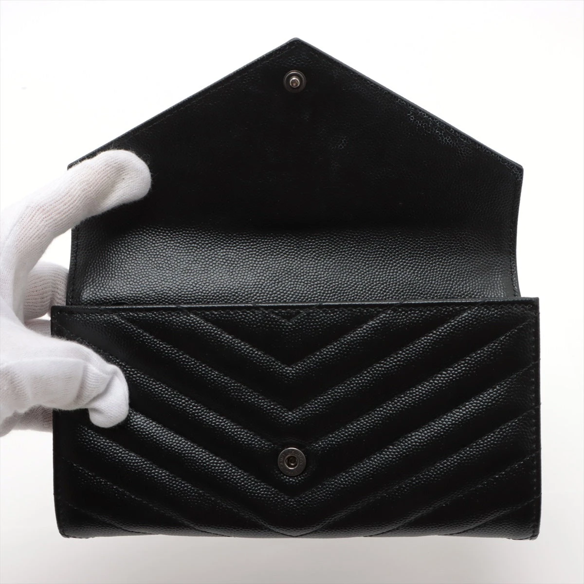 YSL ブラック 長財布 チェーンステッチ イヴサンローラン YSL 長財布 黒 チェーンステッチ 【公式通販】