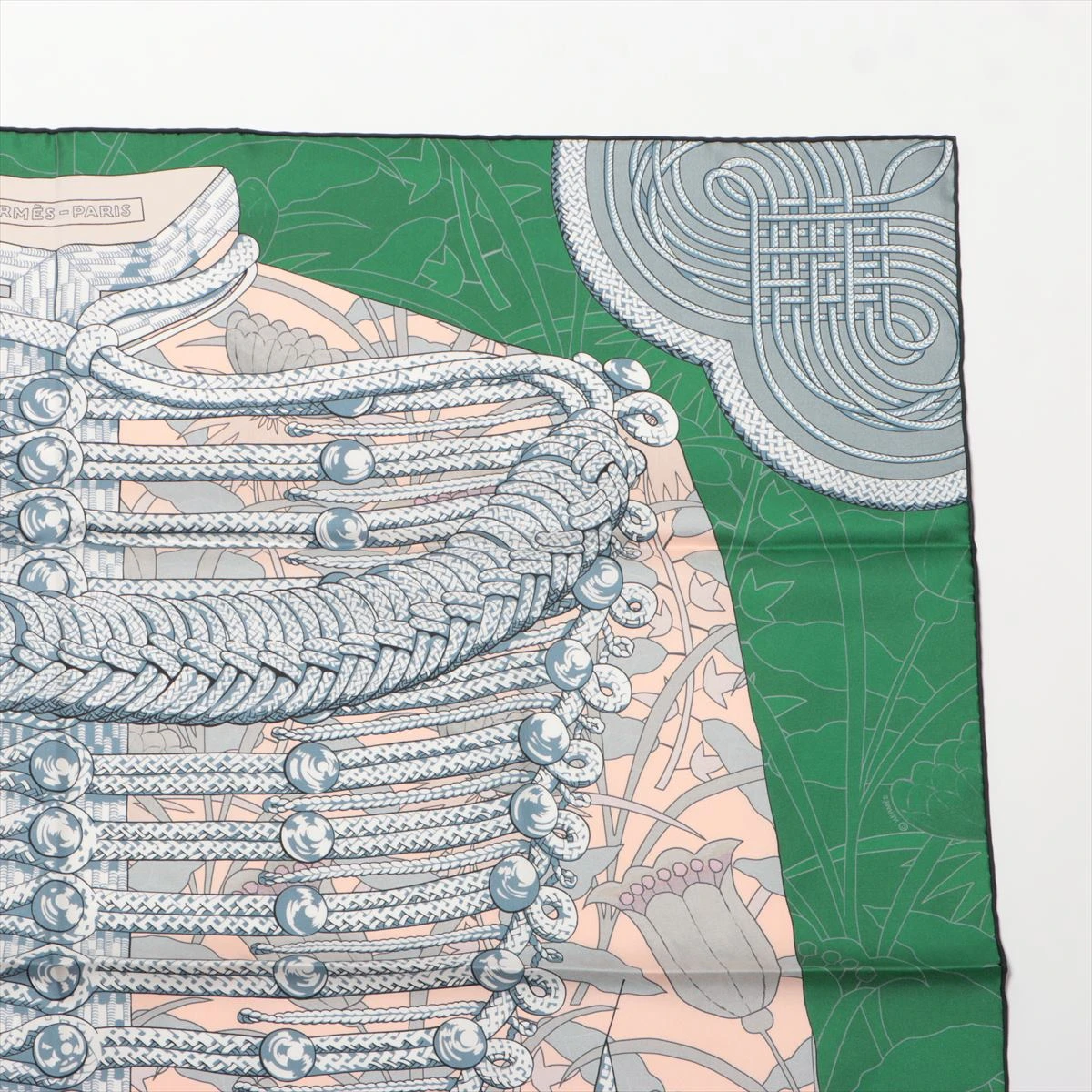 エルメス　カレ90　BRANDEBOURGS　タグなし エルメス カレ90 BRANDEBOURGS ブランデンブルク飾り スカーフ