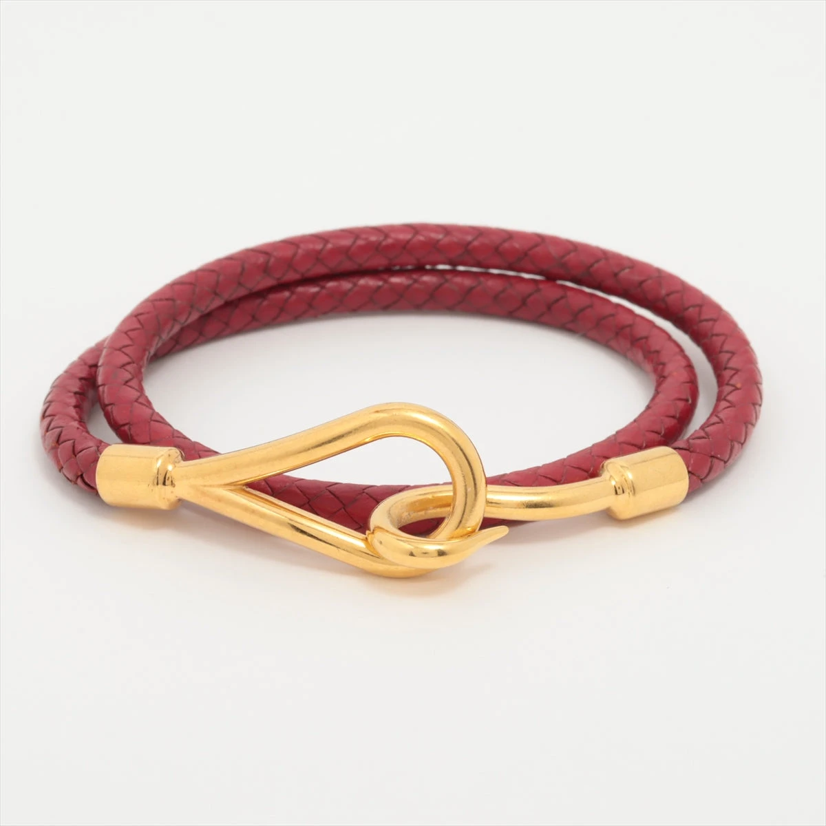 エルメス ジャンボ ブレスレット GP×革 レッド A3387119｜中古
