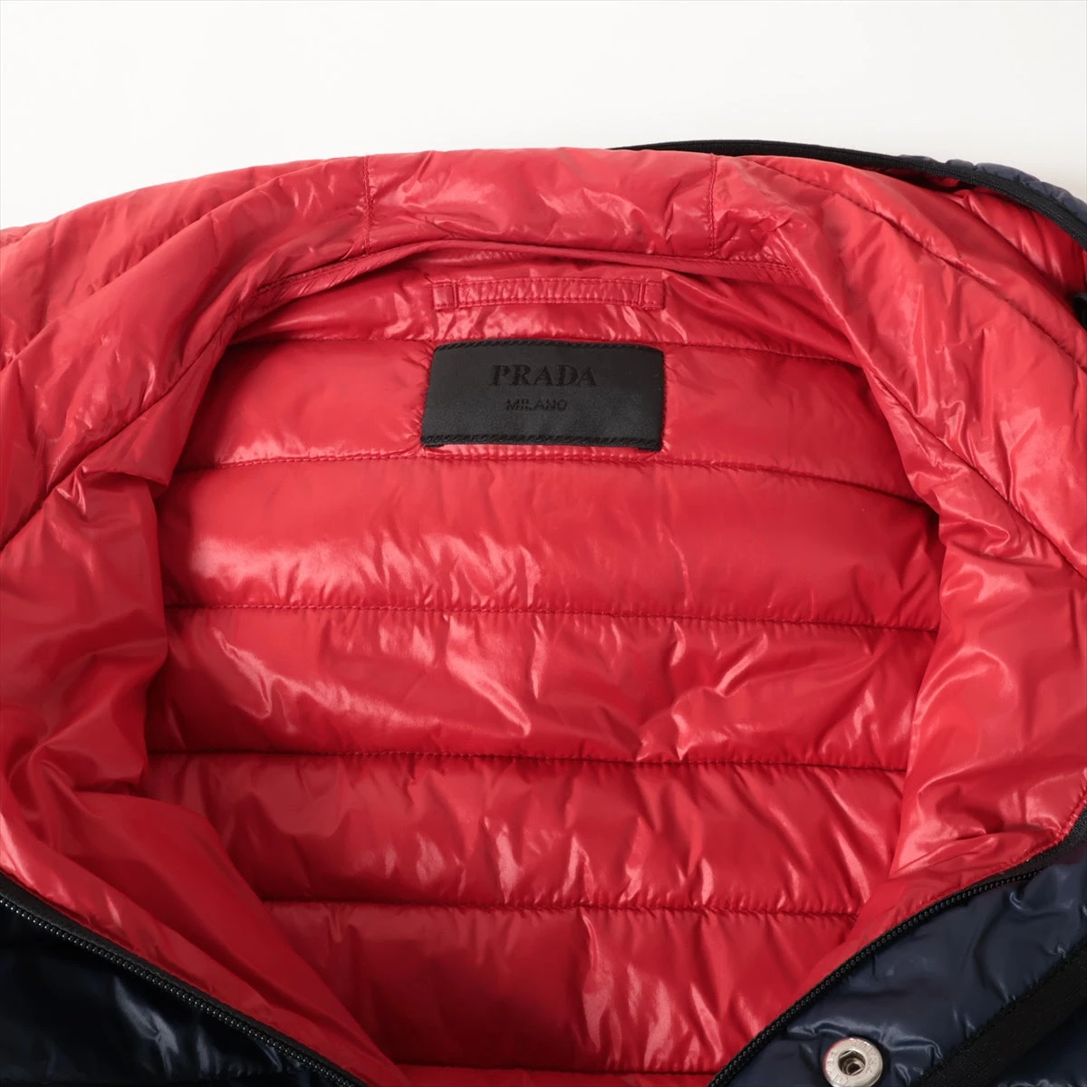 プラダ 18年 ナイロン ダウンジャケット 44 メンズ ネイビー