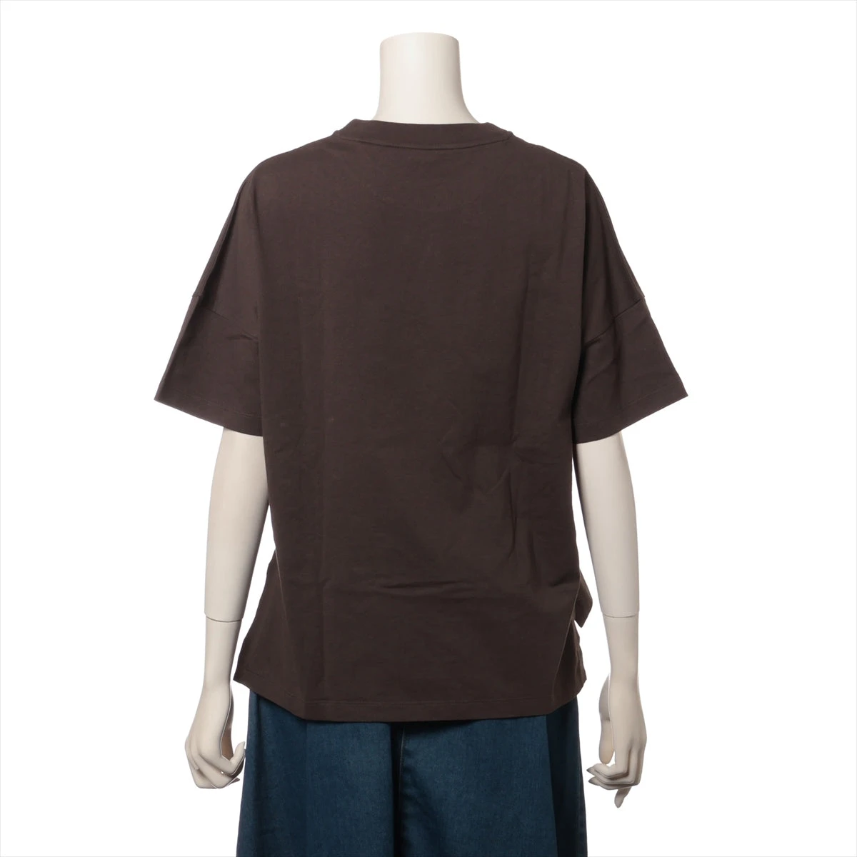 ロエベ アナグラム刺繍 コットン 半袖Tシャツ カットソー ブラウン S LOEWE (ロエベ) アナグラム刺繍 半袖Tシャツ ホワイト クルー