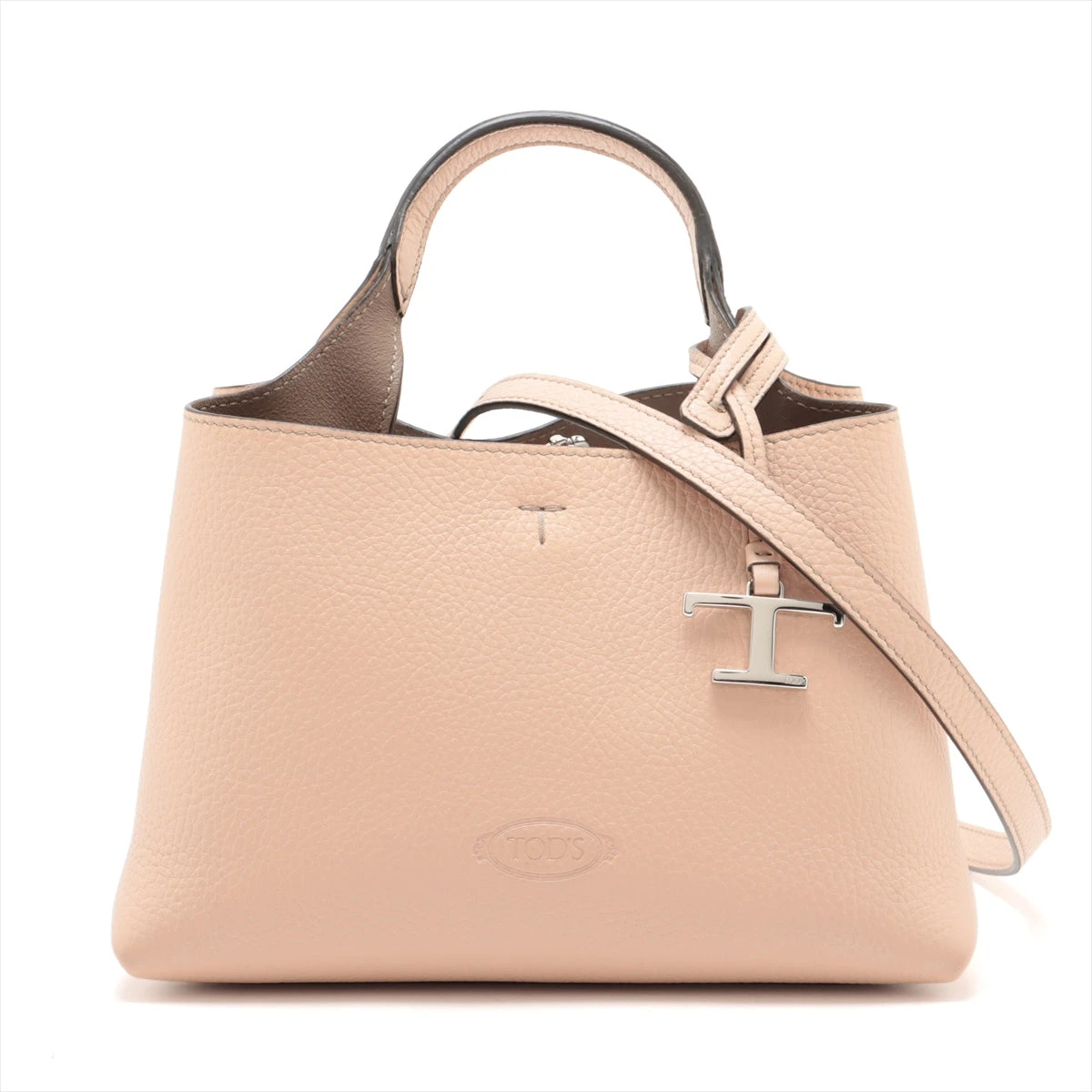 トッズ Tタイムレス レザー 2WAYハンドバッグ ベージュ VO015192｜中古