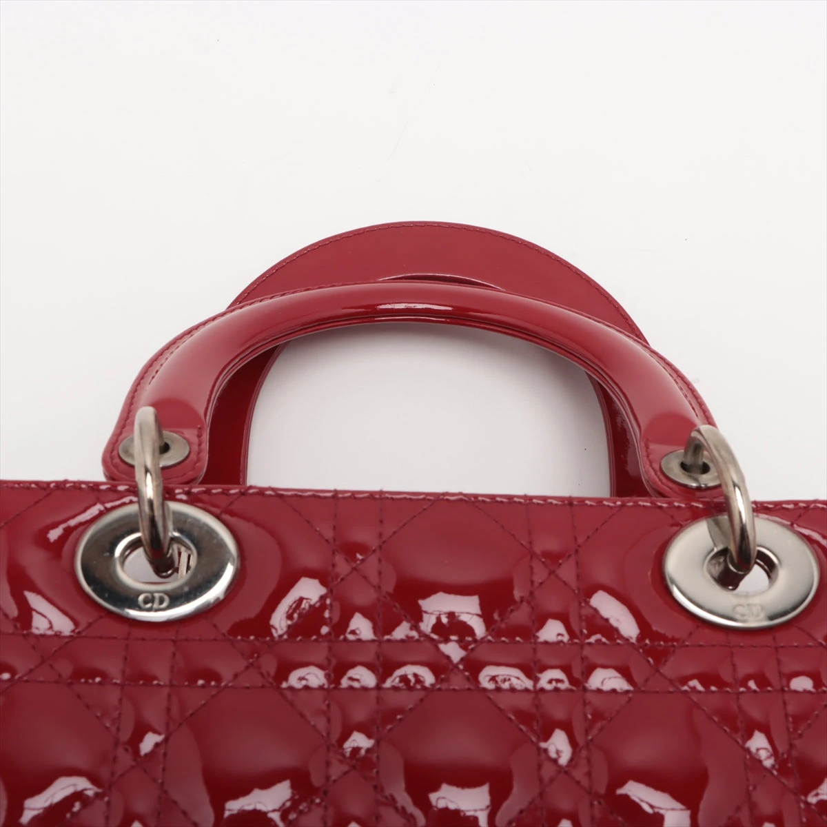 美品✨Dior レディディオール　2way パテントレザー　レッド クリスチャンディオール レディディオール カナージュ パテント