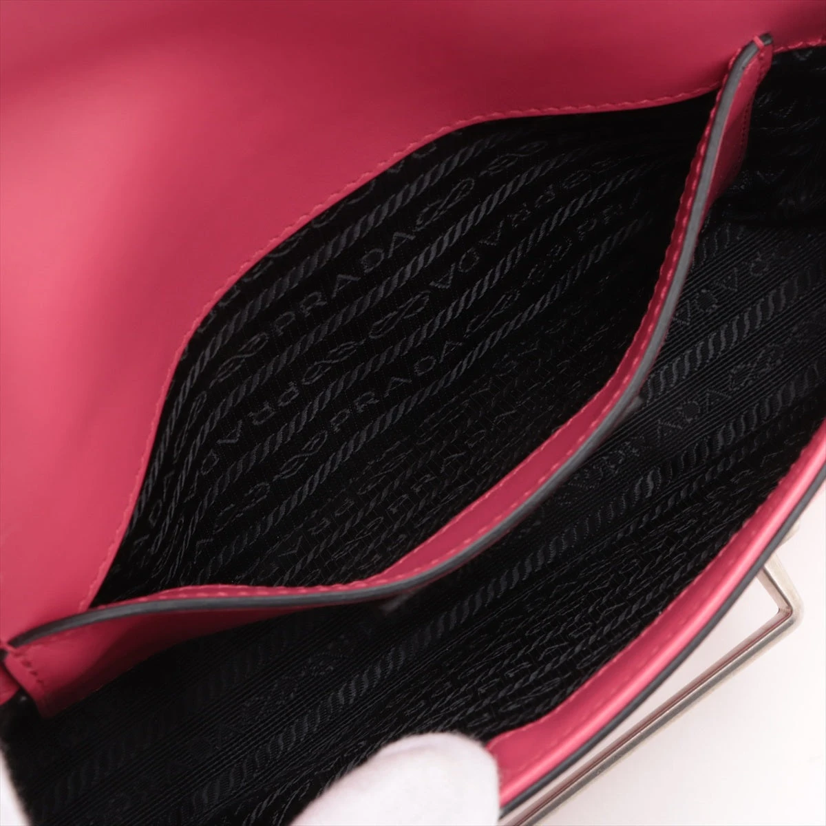 プラダ シドニー レザー チェーンショルダーバッグ ピンク 1BD219