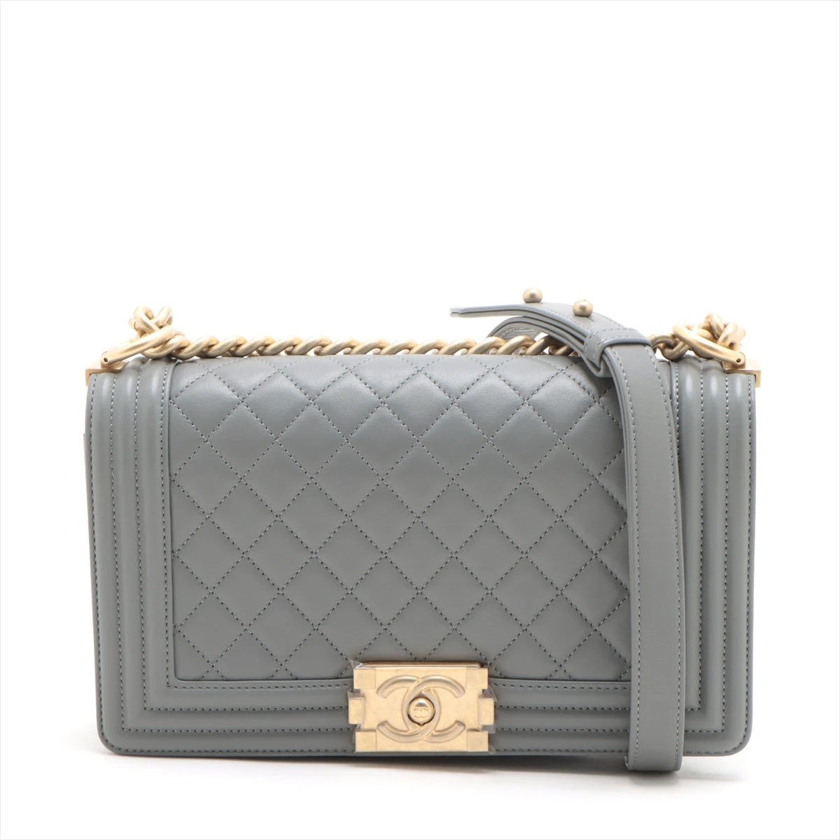CHANEL ボーイシャネル メタリック グレー チェーン ショルダーバッグ CHANEL Pre-Owned ボーイ シャネル ショルダーバッグ | グレー