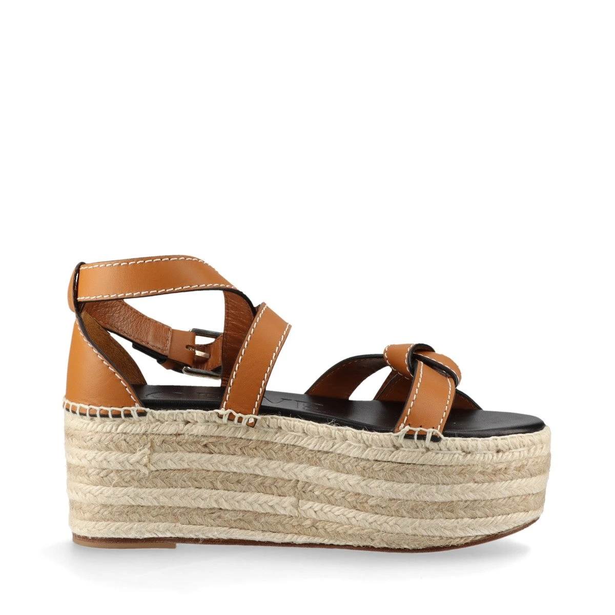 ロエベ アナグラム レザー ウェッジソールサンダル 38