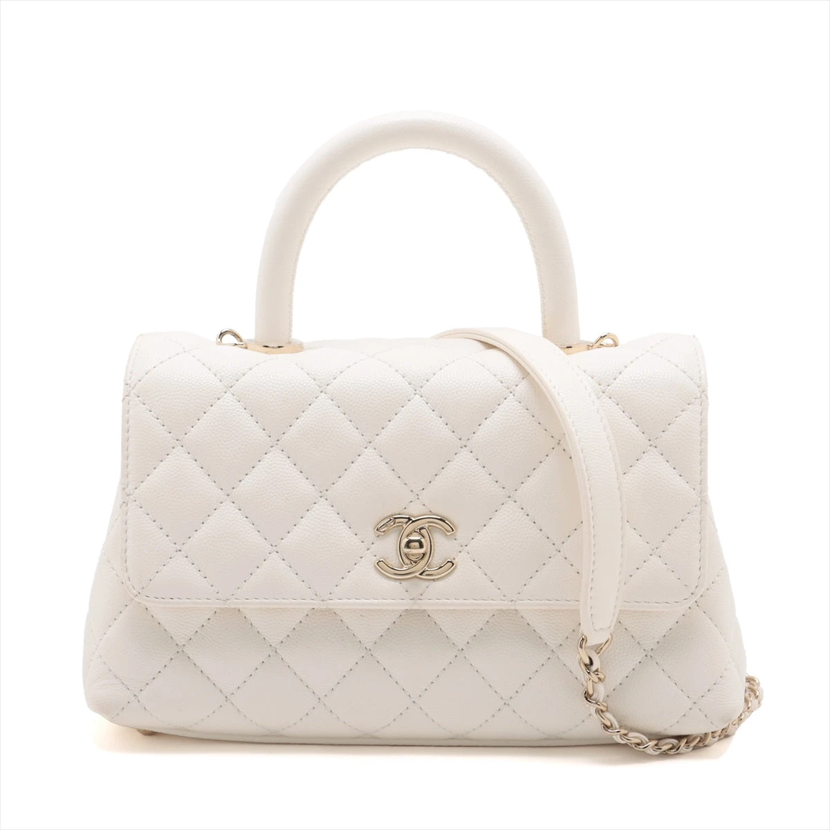 CHANEL シャネル ココハンドル XS キャビアスキン ホワイト シャネル ココハンドル24 XS キャビアスキン 2WAYハンドバッグ