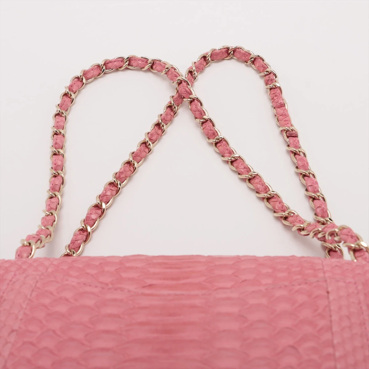 シャネル ココマーク パイソン ダブルフラップ ダブルチェーンバッグ