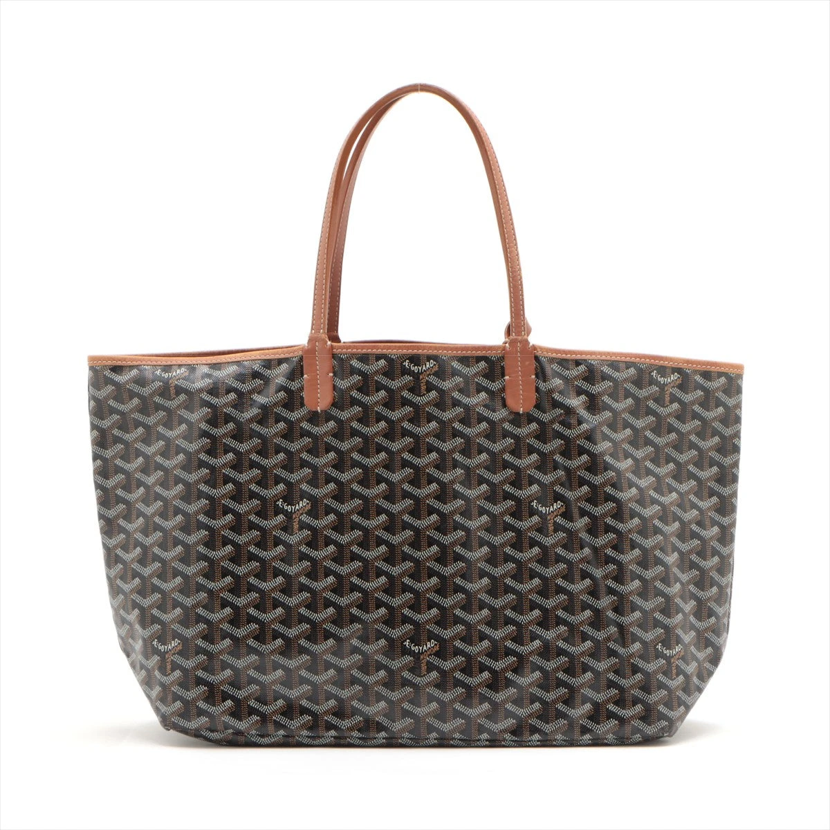 ゴヤール サンルイPM PVC×レザー トートバッグ ブラック×ブラウン  