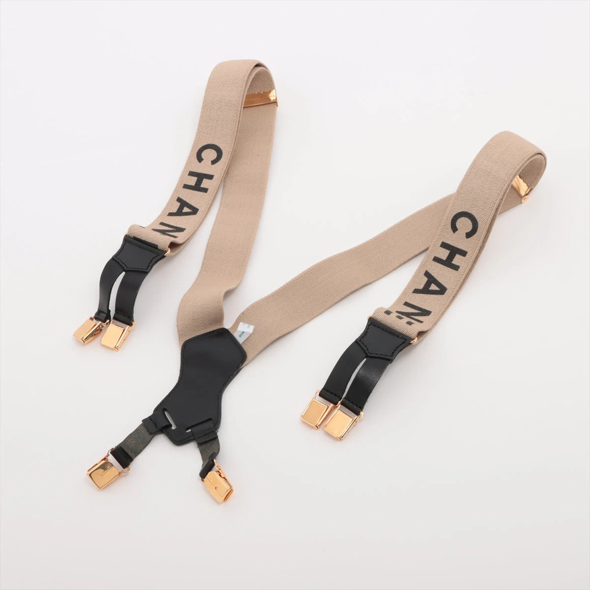 シャネル ココマーク サスペンダー キャンバス×レザー ベージュ  
