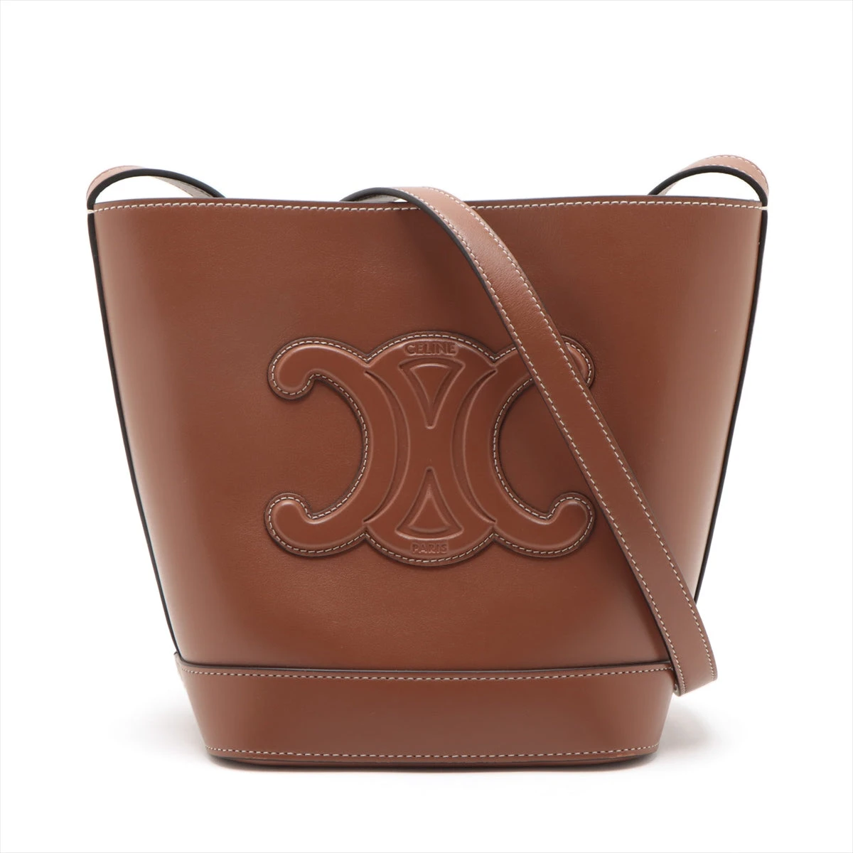 【CELINE】セリーヌ トリオンフ バケット バッグ ブラウン セリーヌ トリオンフ スモールバケット レザー ショルダーバッグ