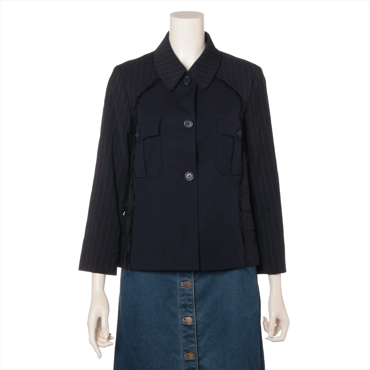 美品【メゾンマルジェラ】テーラードジャケット 14 光沢 ネイビー 46 MAISON MARGIELA(メゾンマルジェラ) 19AW 2B wool tailored
