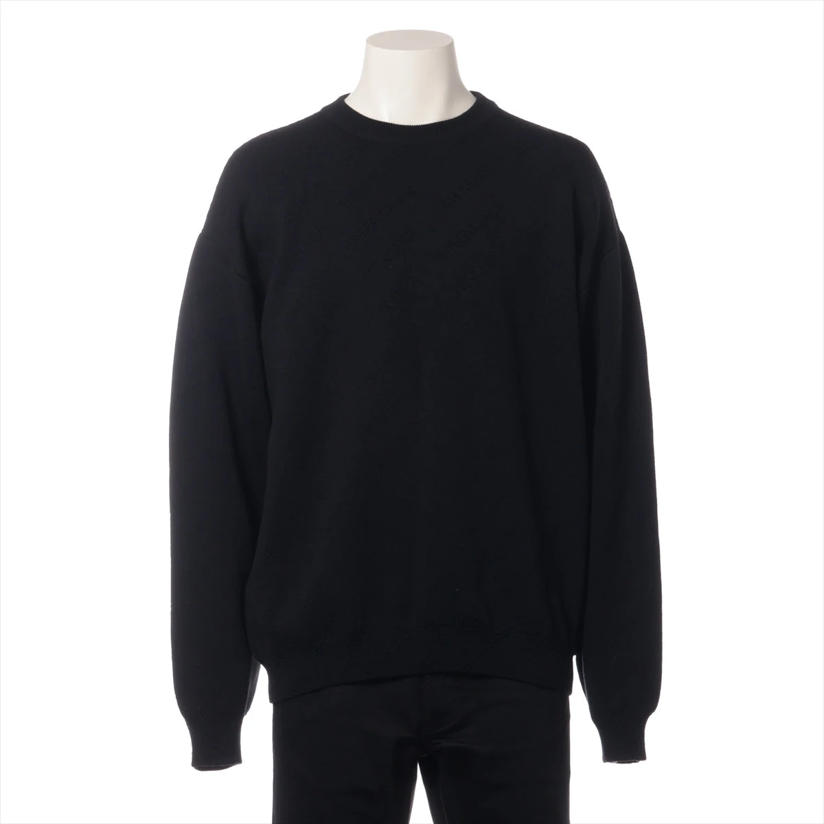 売れ筋商品|||バレンシアガ 22年 ウール ロゴ ニット セーター 719206 ブラック XL【中古】 BALENCIAGA - バレンシアガ 22年 ウール ロゴ ニット セーター