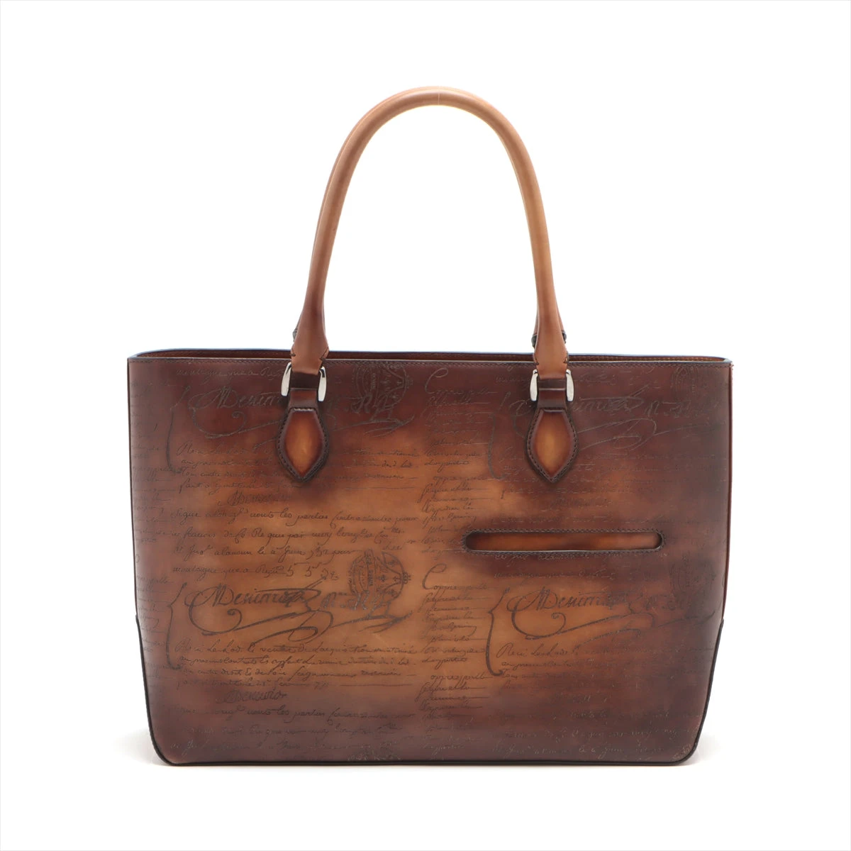 ベルルッティ トゥジュール 全面スクリット柄 カリグラフィ ブラウン Berluti ベルルッティ 美品 良き時代のトゥジュール スクリット