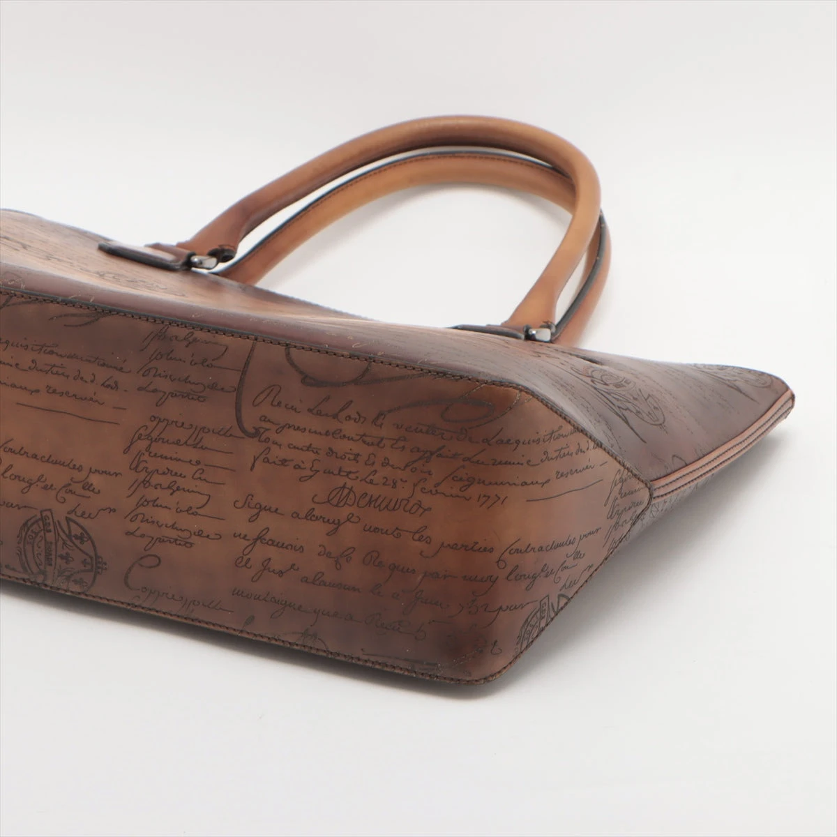 良品 ベルルッティ カリグラフィ トゥジュール トートバッグ レザー ブラウン ベルルッティ Berluti トゥジュール ブラウン レザー カリグラフィー