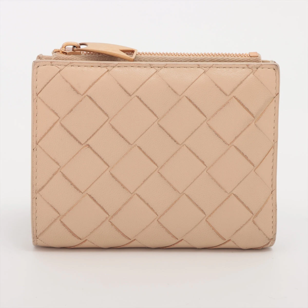 ボッテガ・ヴェネタイントレチャート二つ折り財布(ベージュ)