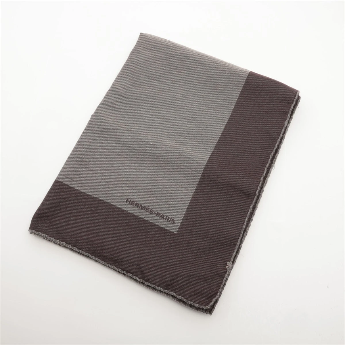 HERMES グレー ストール　カシミヤ エルメス ロゴ ストール コットン×カシミヤ グレー A3393539