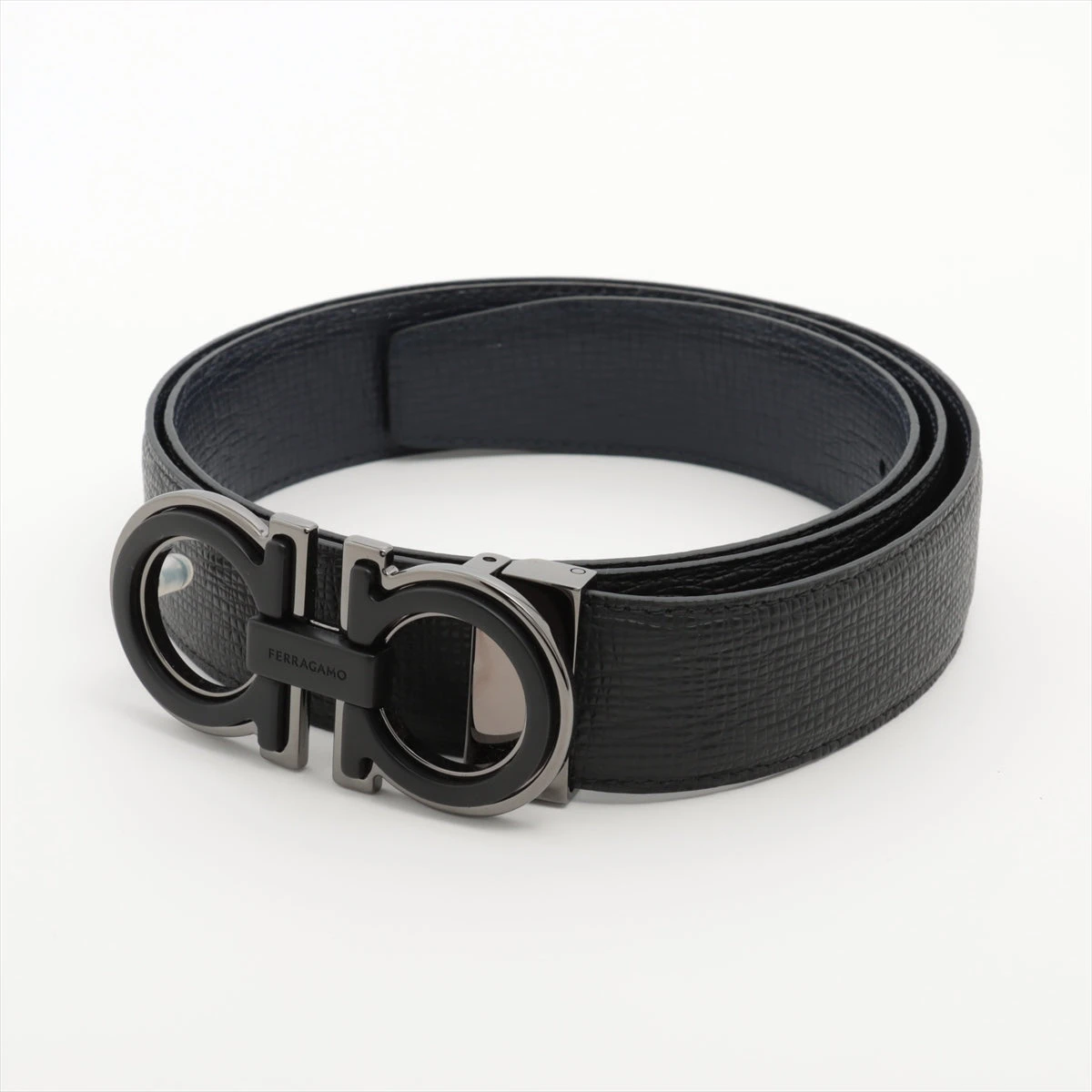 【未使用&付属品完備】フェラガモ ベルト ダブルガンチーニ ブラック フェラガモ ダブルガンチーニ ベルト レザー ブラック ZZ021480｜中古