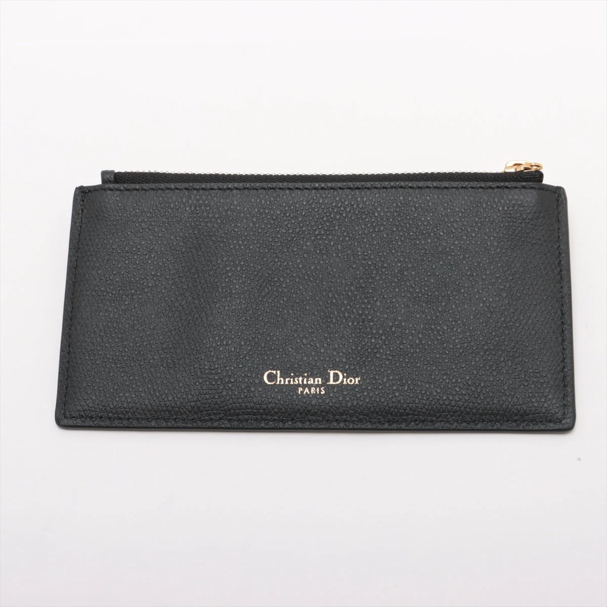 クリスチャンディオール サドル レザー チェーンウォレット ブラック