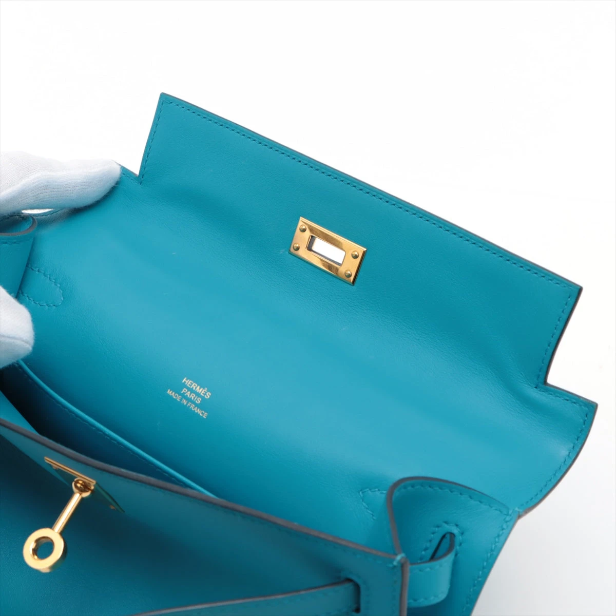 エルメス　エーゲ エルメス ポシェットケリー ミニ スイフト ブルーフリーダ