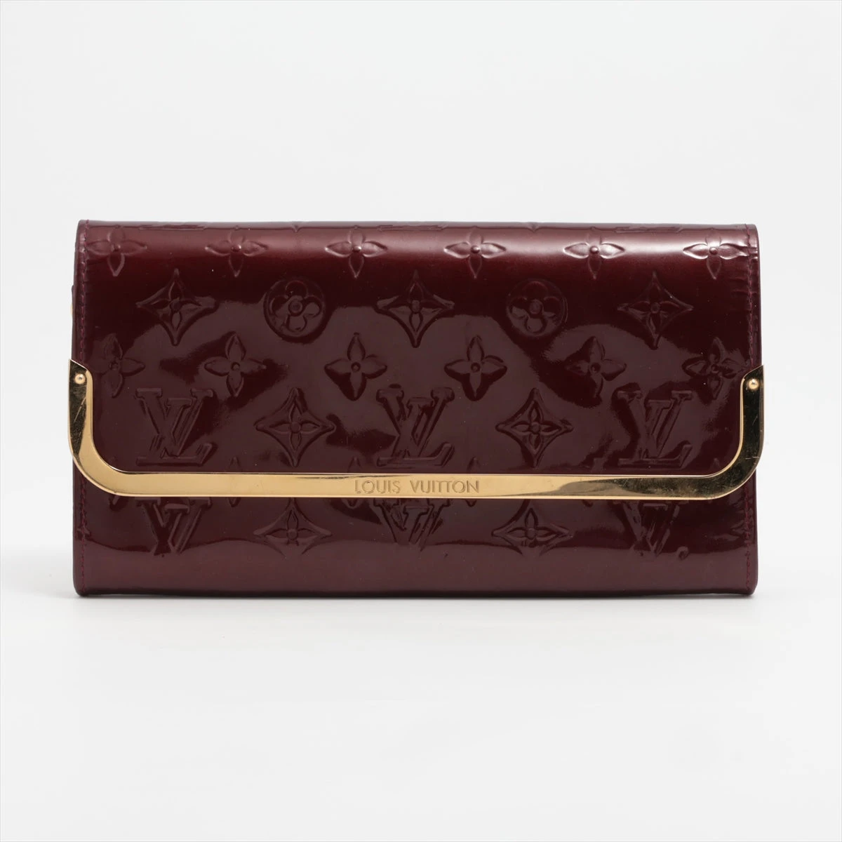 【微美品】LOUIS VUITTON ルイヴィトン　長財布　ヴェルニ　ブラウン系 ヴィトン ヴェルニ ロスモアMM M91551 ブラウン 財布 ストラップ