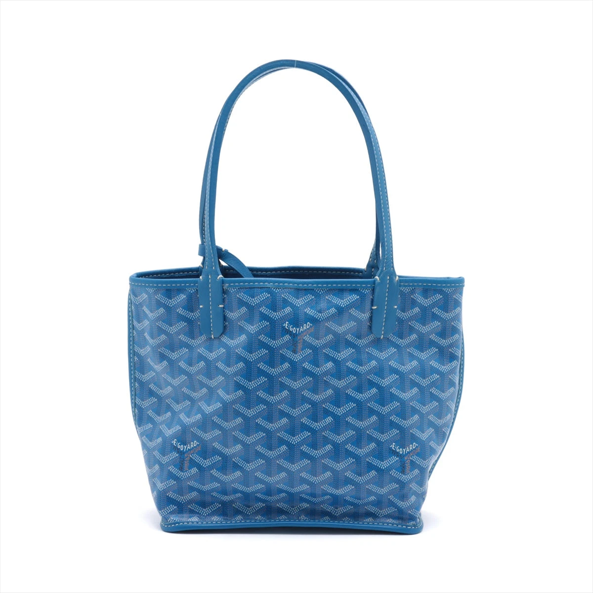 中古品★ゴヤール☆SAC ANJOU ミニトートバッグ ブルー ゴヤール アンジュ ミニ PVC×レザー ハンドバッグ ブルー