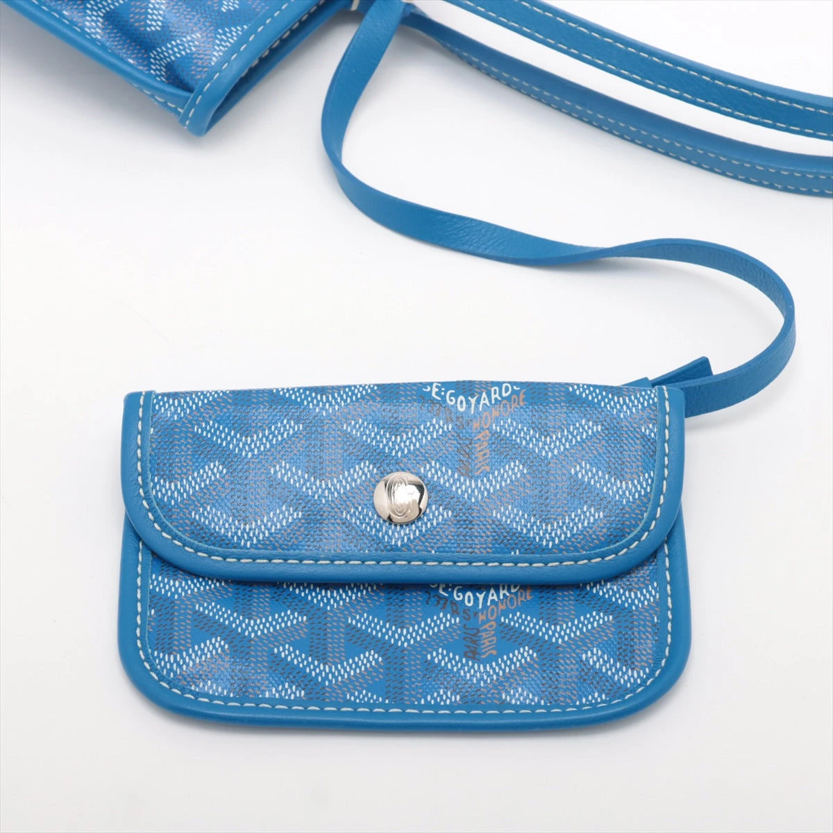 ゴヤール アンジュ ミニ PVC×レザー ハンドバッグ ブルー