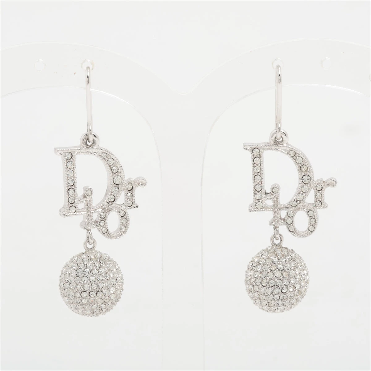 【美品】　Dior　ロゴ　ピアス ディオール Diorロゴ ピアス(両耳用) GP×ラインストーン