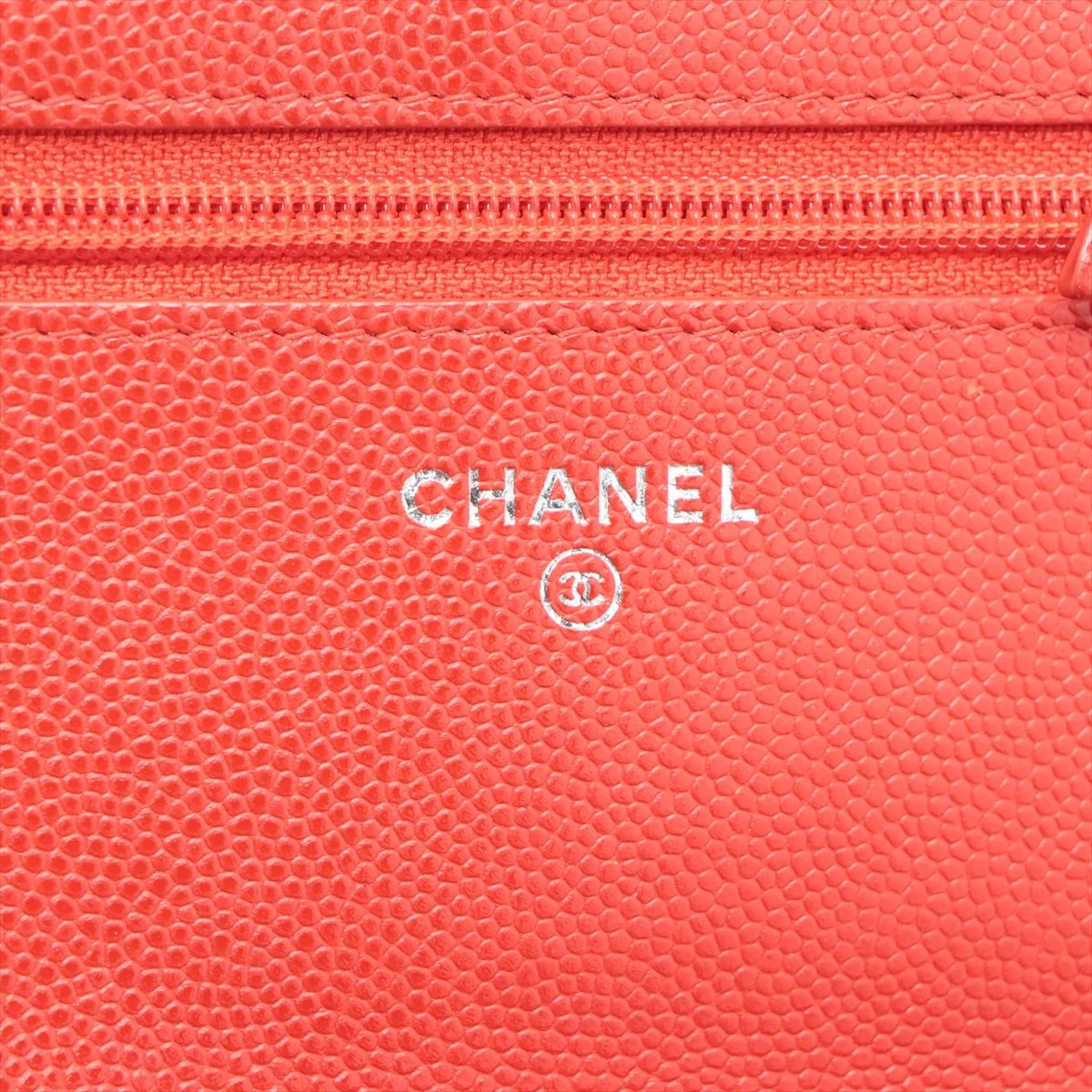 極美品！レアカラー★CHANEL キャビアスキン　シェブロン★チェーンウォレット 極美品！レアカラー☆CHANEL キャビアスキン シェブロン
