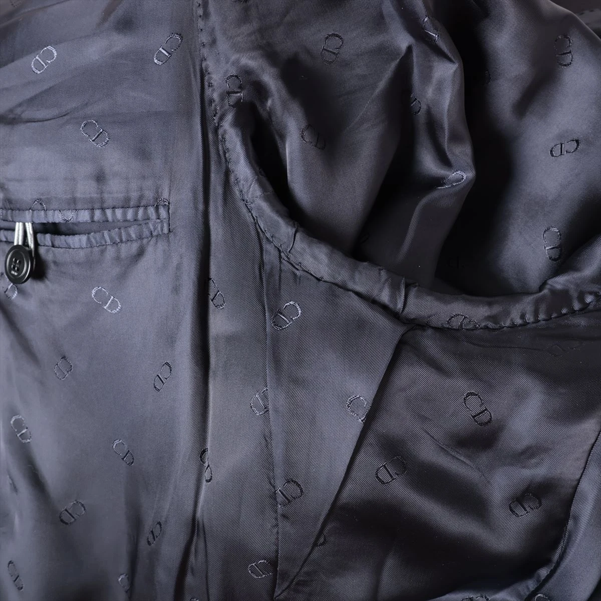 ディオール 21AW ウール ロングコート 50 メンズ ネイビー