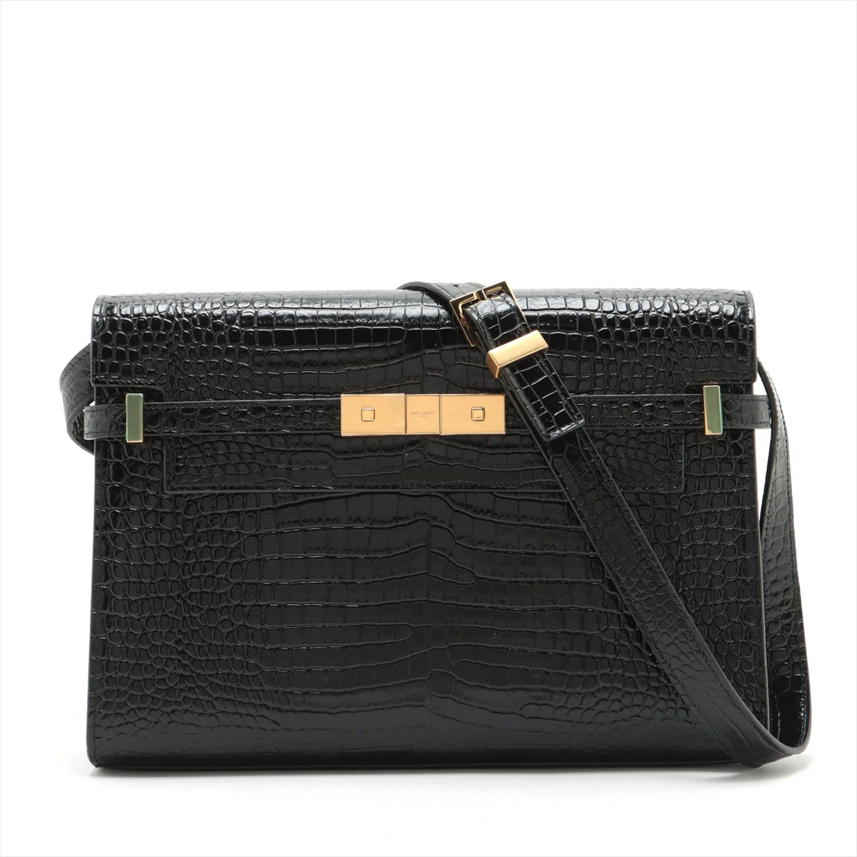 サンローランパリ マンハッタン クロコ型押し ショルダーバッグ