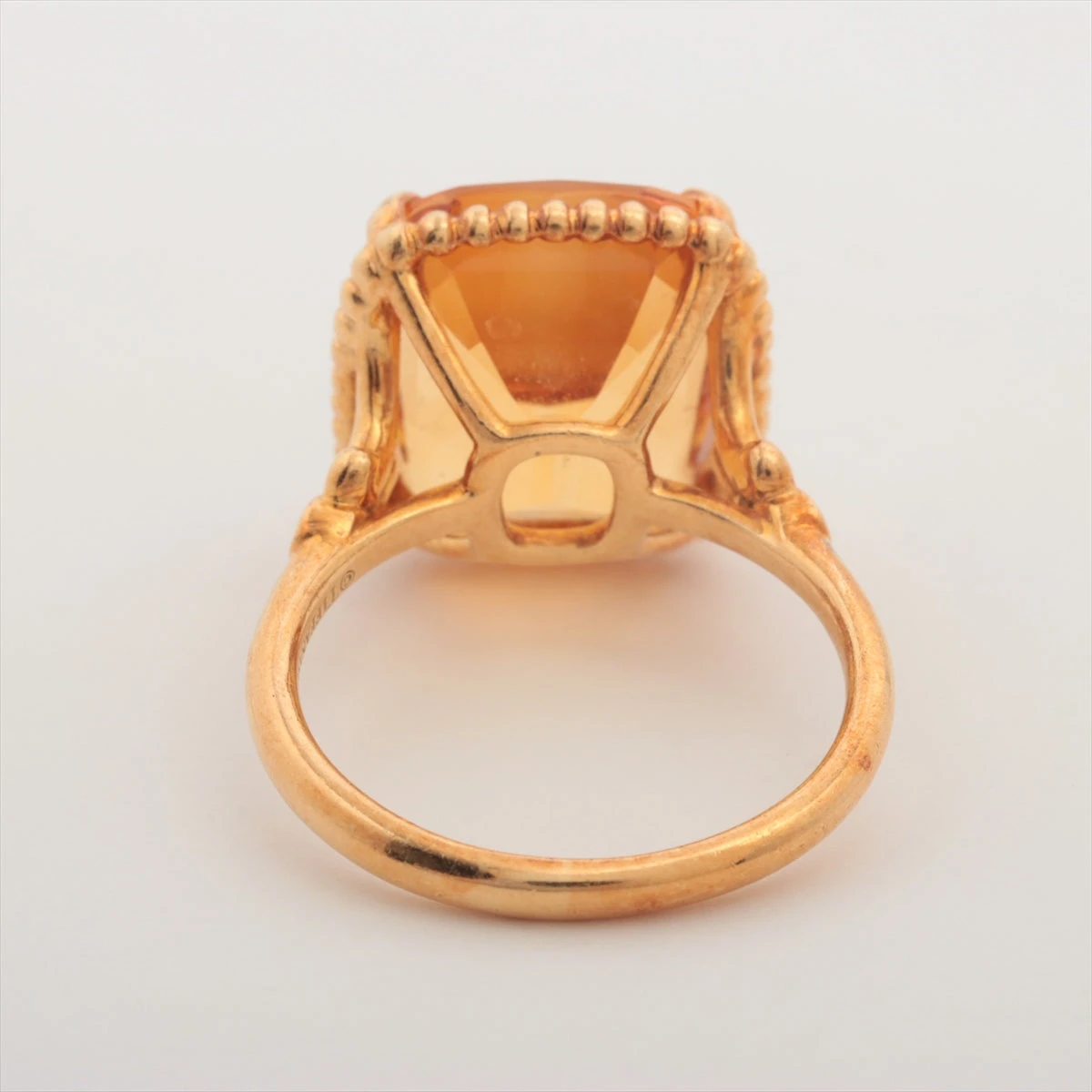 希少ティファニーK18 YGスパークラー カクテル クォーツ リング大粒