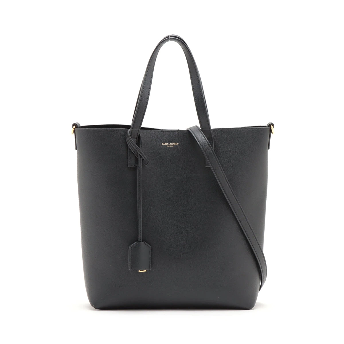 サンローラントイショッピングトートバッグ 2way レザー ブラック 黒