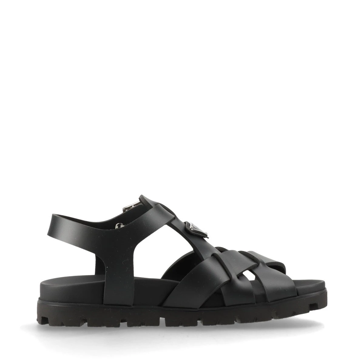 プラダ ブラック ストラップサンダル ブラック レザー ストラップサンダル | PRADA