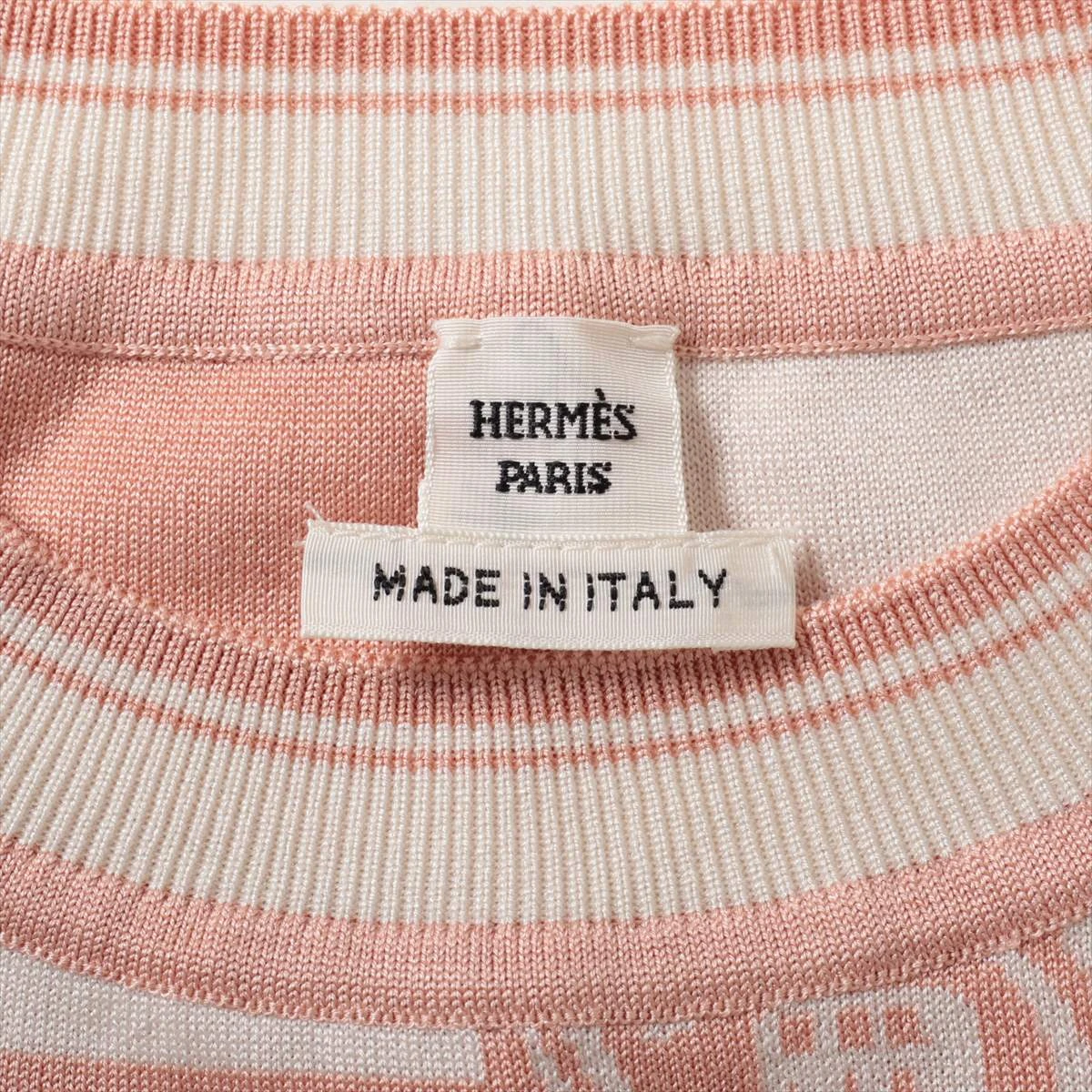 エルメス 24SS シルク 半袖ニット 34 レディース ピンク 4E2654D6  