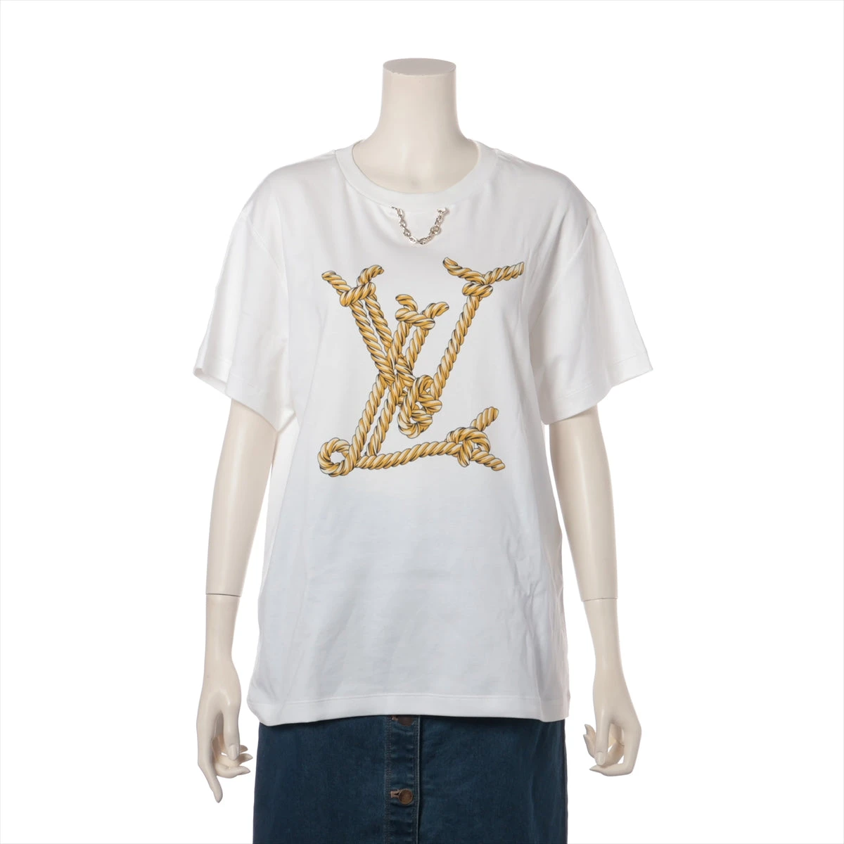 ヴィトン 24AW コットン Tシャツ L レディース ホワイト LV
