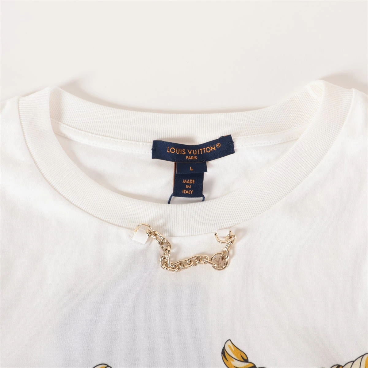 Louis Vuitton 新作の【Tシャツ】コットン チェーン ホワイト LOUIS VUITTON】【チェーン】【イタリア製】【トップス】ルイ