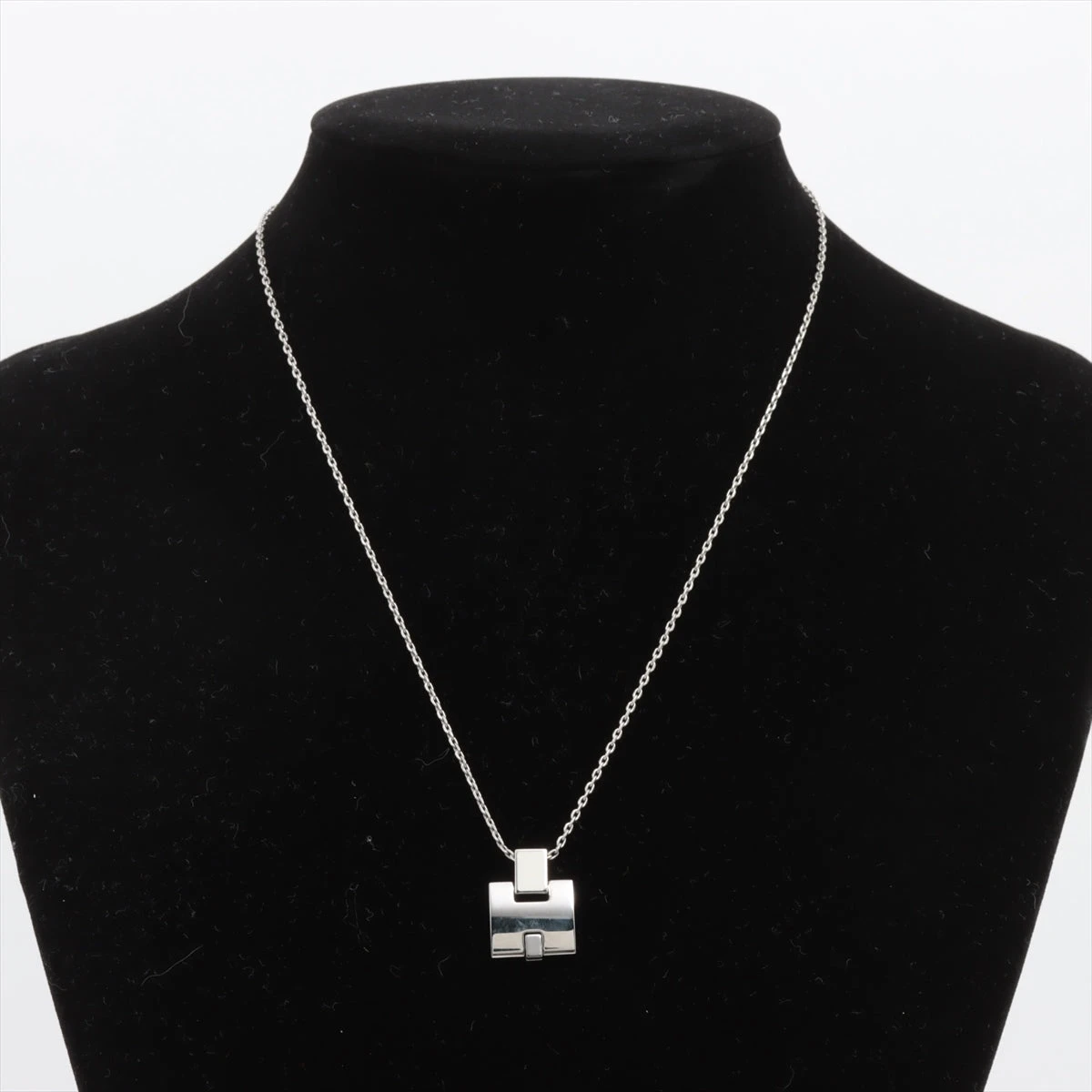 ショッパー付♡ HERMES アイリーン Hロゴ ブラック シルバー ネックレス エルメスアイリーン Hロゴ シルバー/黒 レディース ネックレス