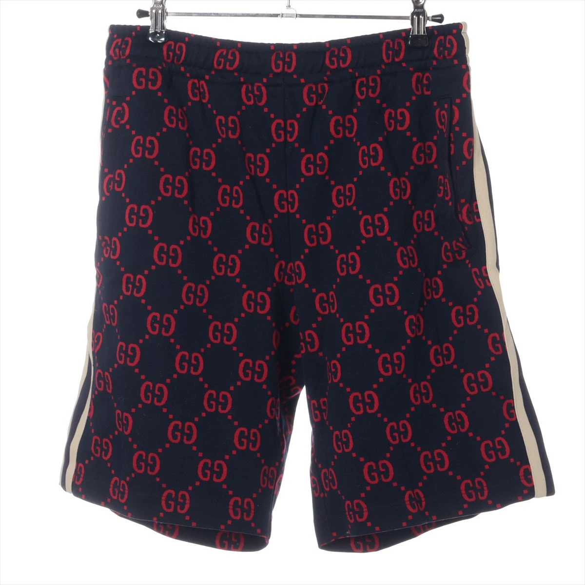 グッチ GG コットン ショートパンツ S メンズ ネイビー×レッド 474632