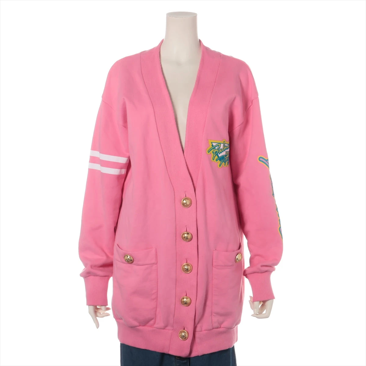 極美品 バルマン ニットカーディガン ペプラムニットカーディガン レディース(M パンプキン): 東京