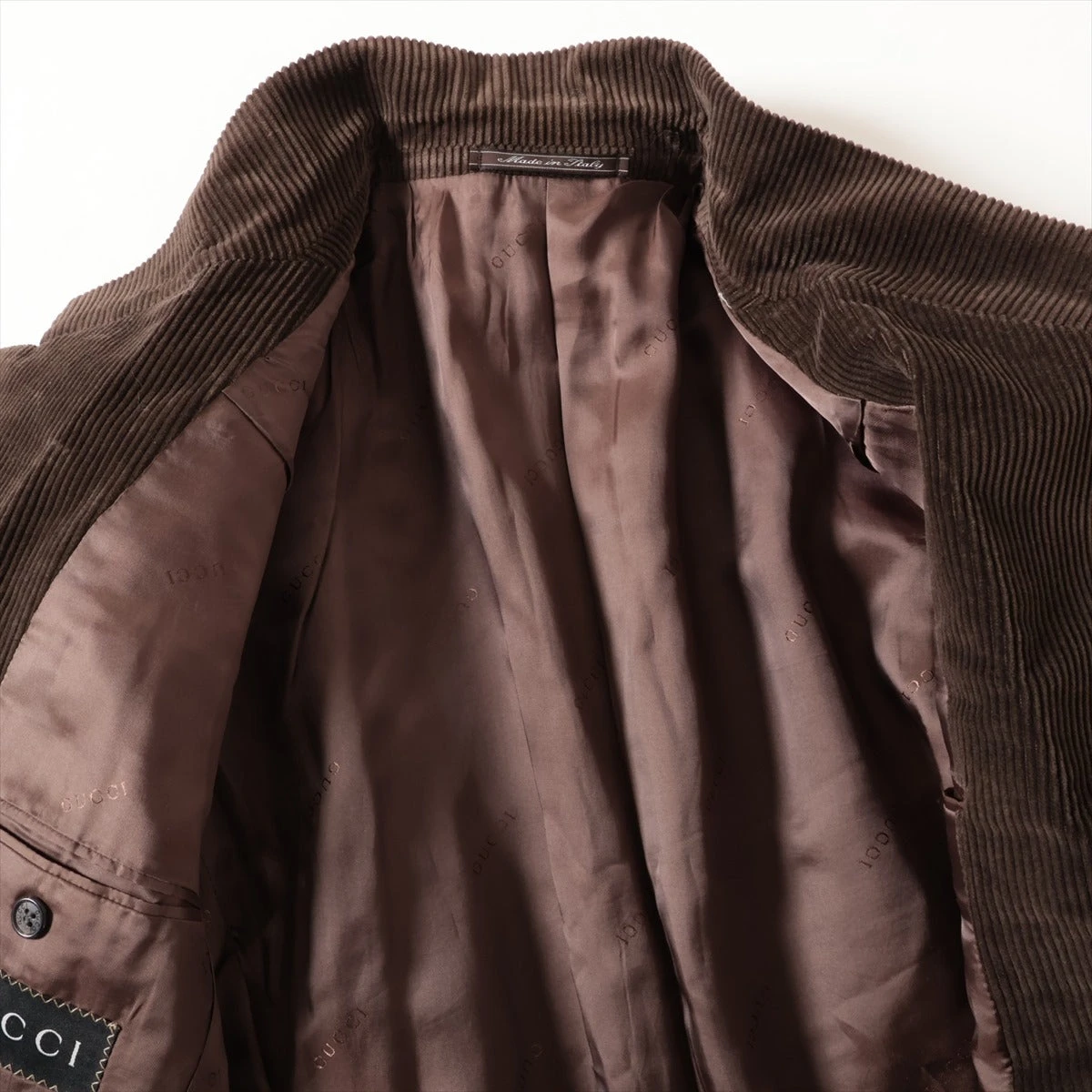 グッチ コットン テーラードジャケット 48 メンズ ブラウン