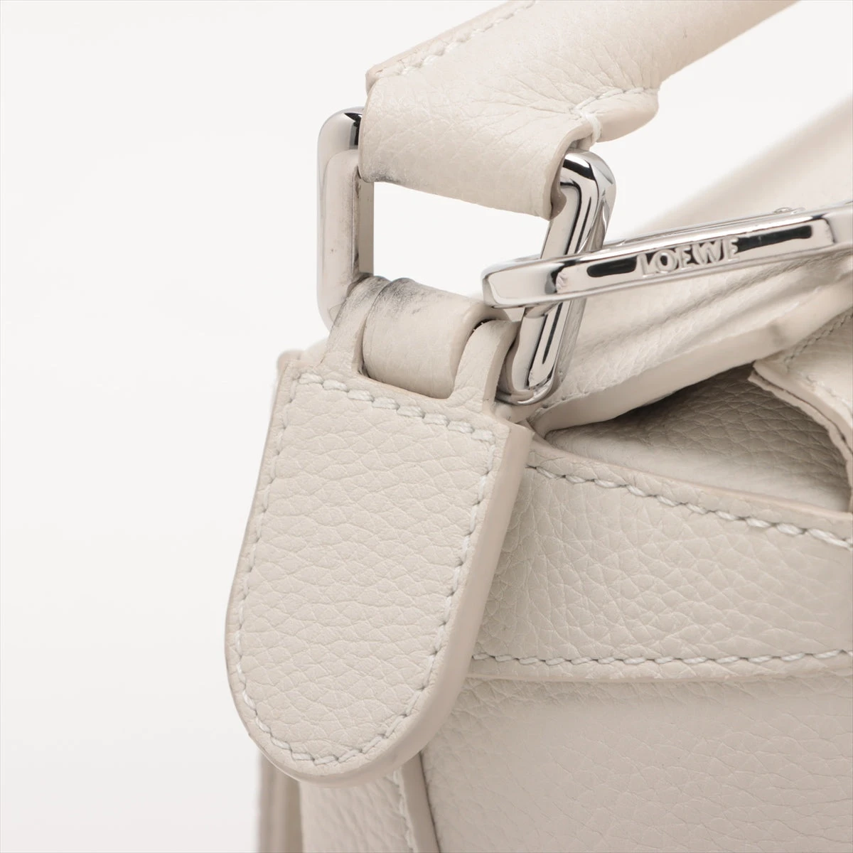 LOEWE ホワイトレザー ハンドバッグ ロエベ パズルバッグ スモール レザー 2WAYハンドバッグ