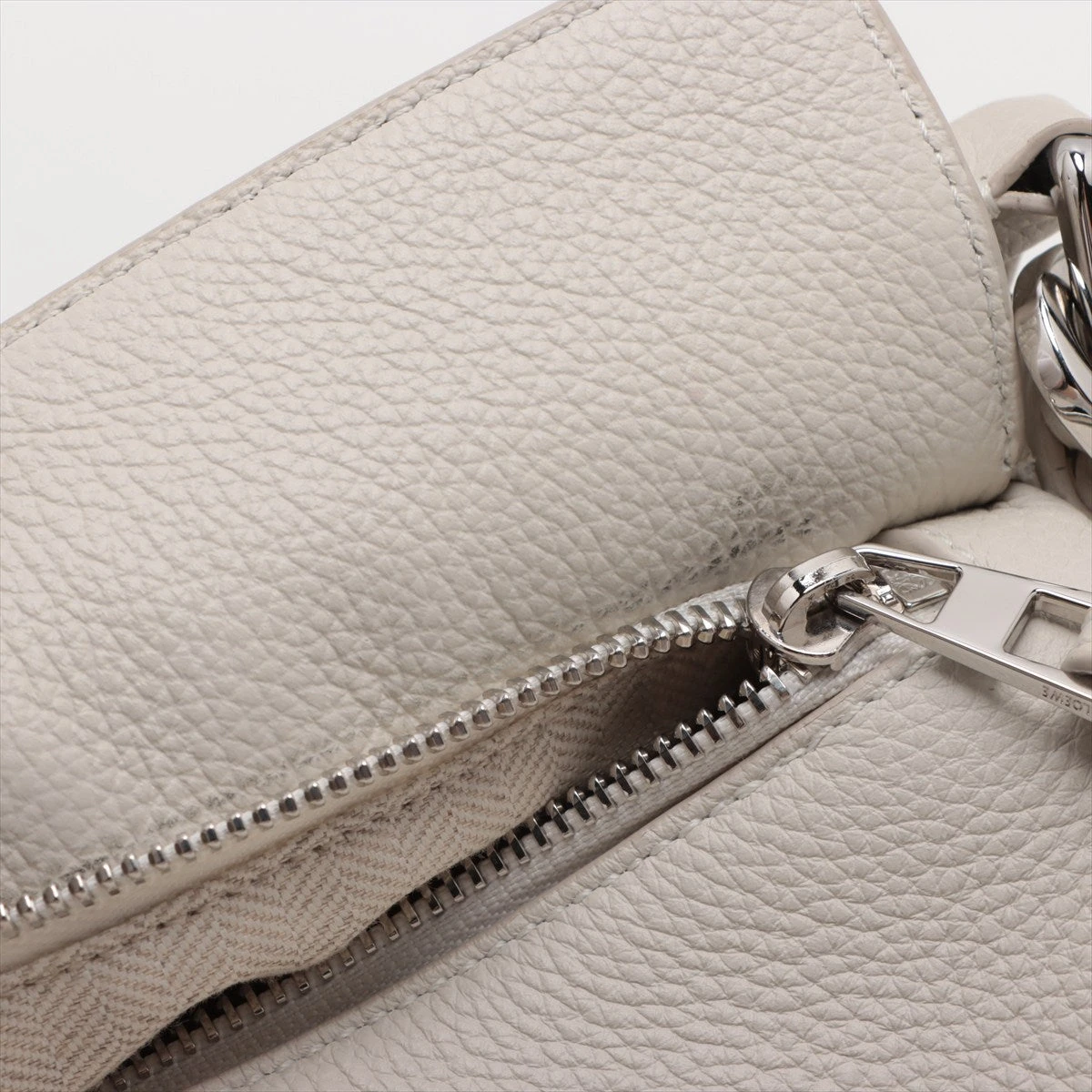 LOEWE ホワイトレザー ハンドバッグ ロエベ パズルバッグ スモール レザー 2WAYハンドバッグ