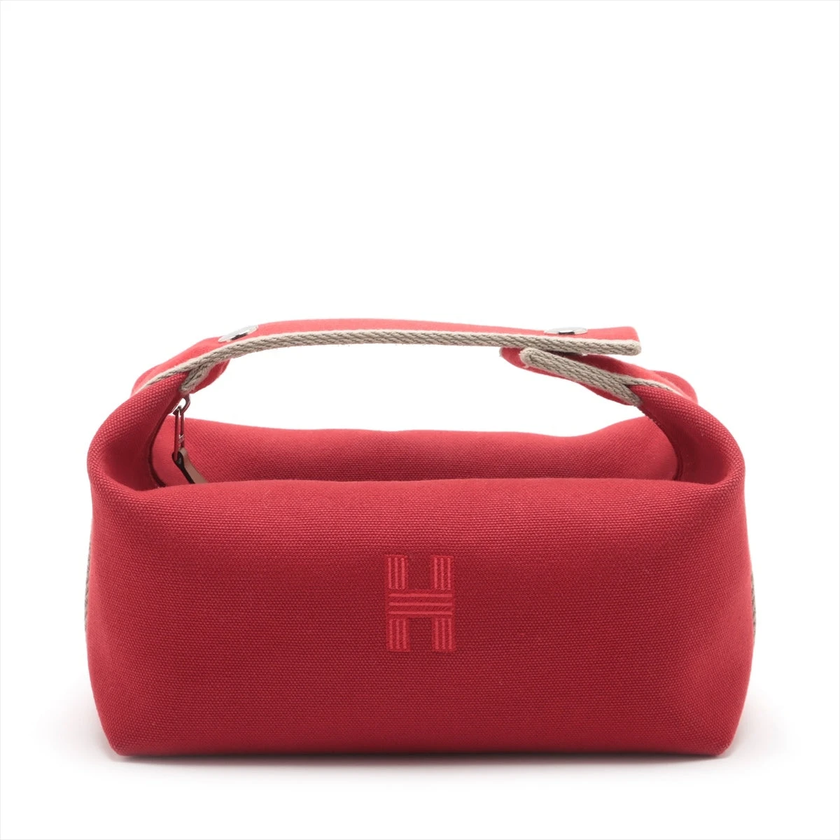 HERMES ブリッドアブラックGM キャンバス ハンドバッグ レッド エルメス ブリッド ア ブラックPM キャンバス レッド シルバー