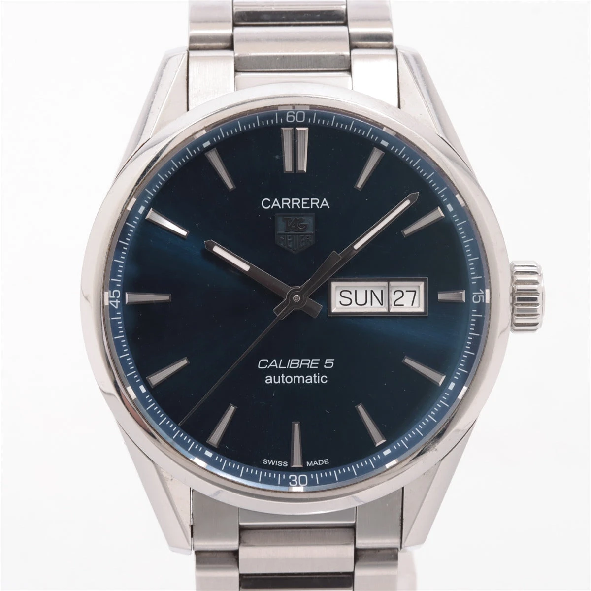 タグホイヤー カレラ キャリバー5 デイデイト WAR201E SS AT 青文字盤  