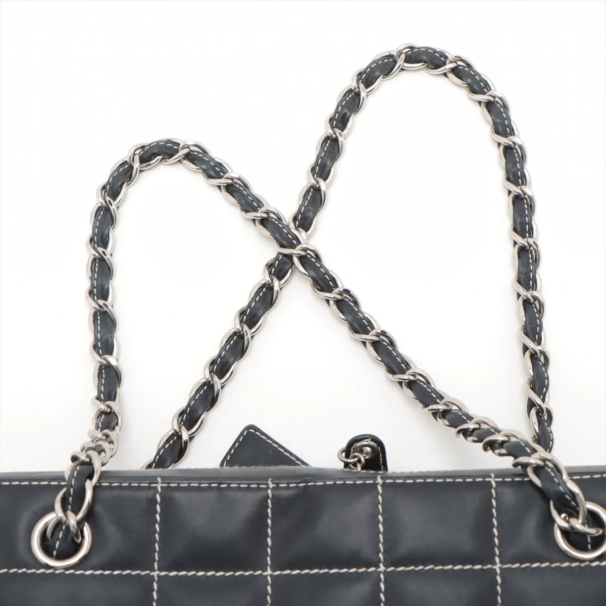 シャネル ワイルドステッチ レザー チェーンショルダーバッグ チョコ